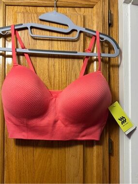 NWT all in motion Light Red Ribbed Adjustable Medium Support Sports Bra